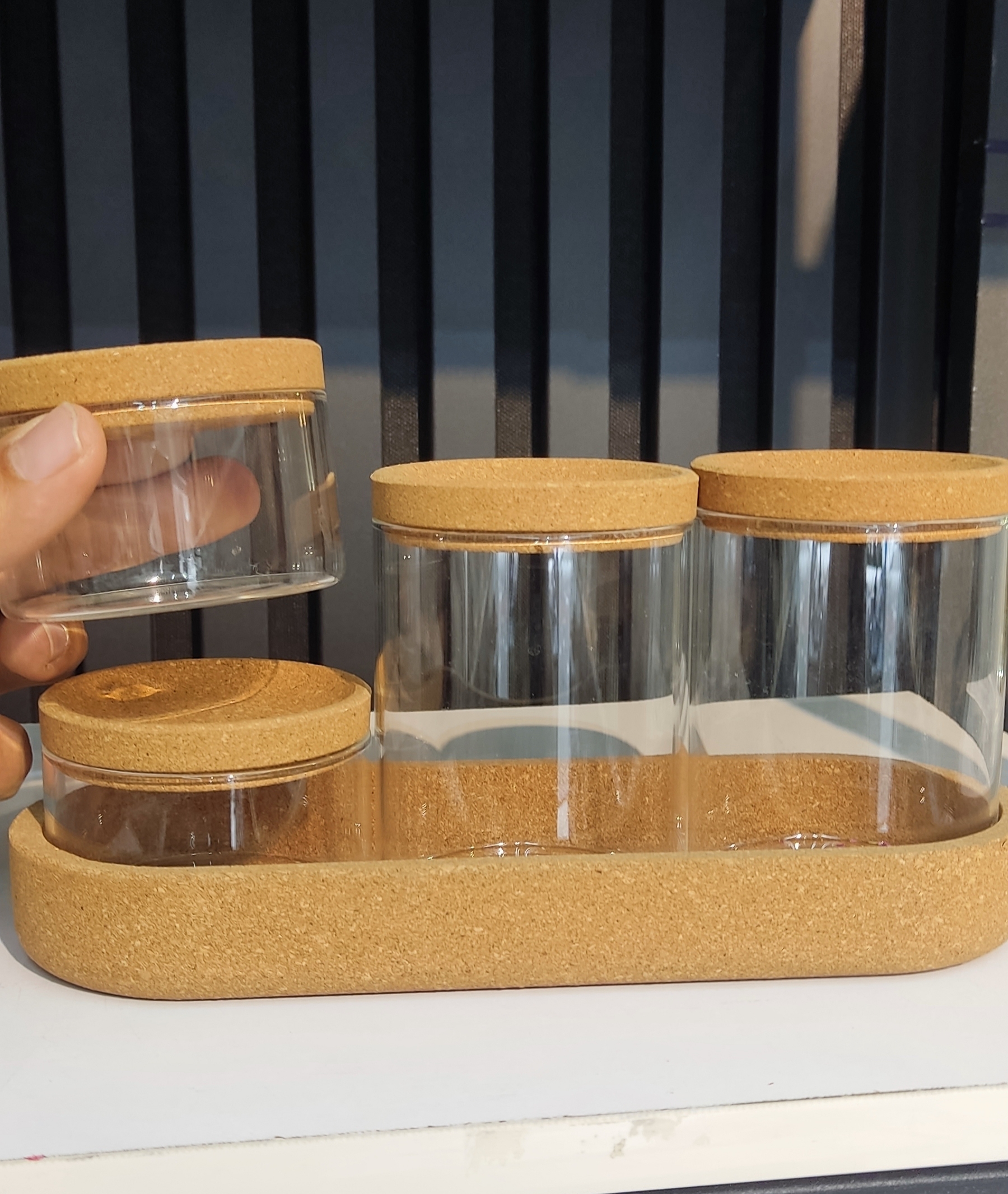 ست بانکه پاسماوری پیرکس با درب و زیره چوب پنبه